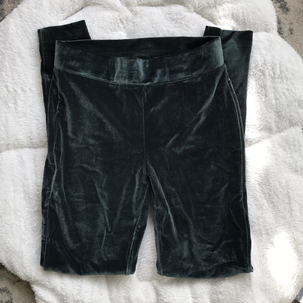 LOFT Dark green velvet leggings small